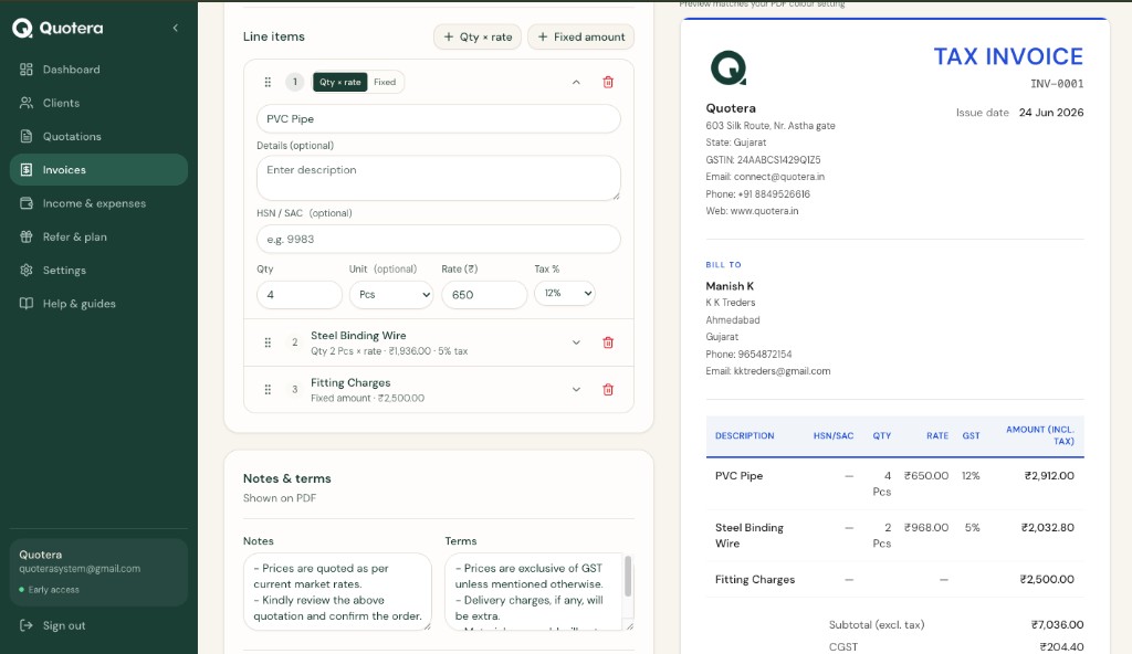 Convert quotation to invoice button