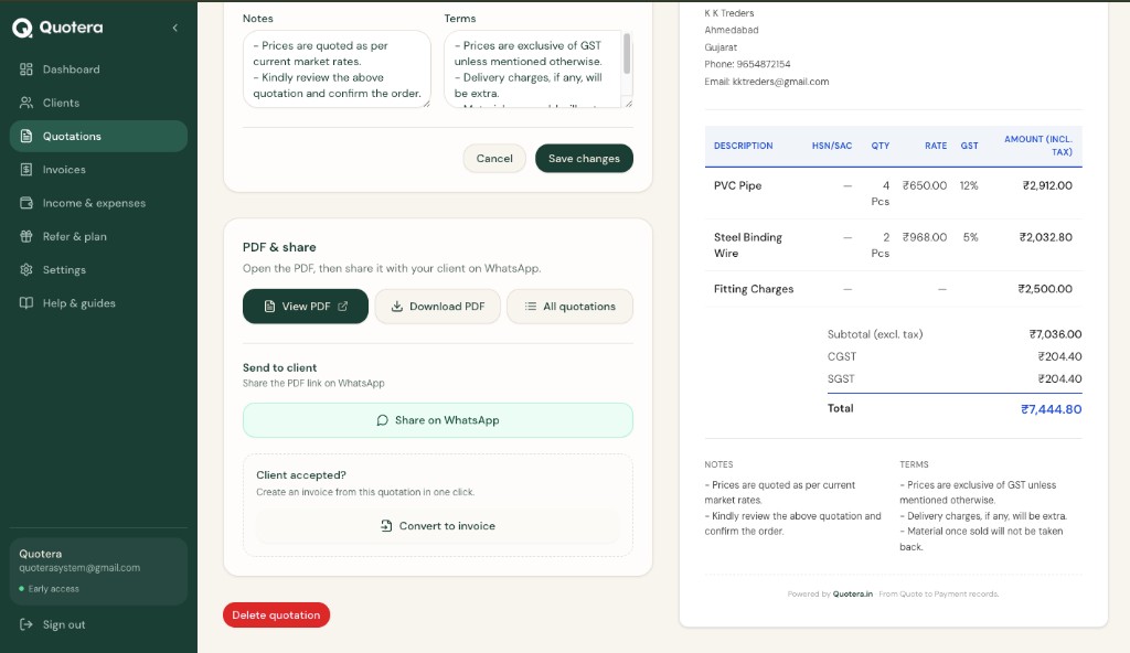 Download PDF and WhatsApp share buttons